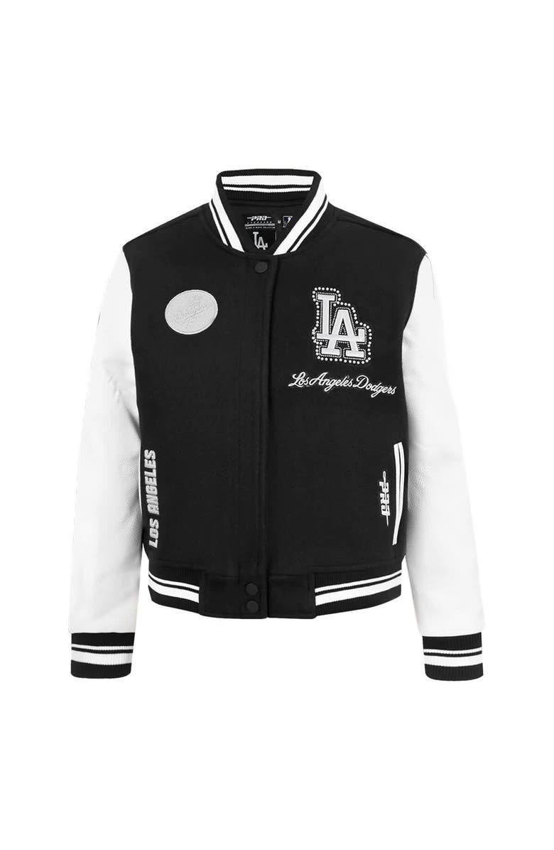PRO STANDARD Women's Pro Standard Black Los Angeles Dodgers Pearls Rib Wool Full-Zip Varsity Jacket, Alternate, color, 
