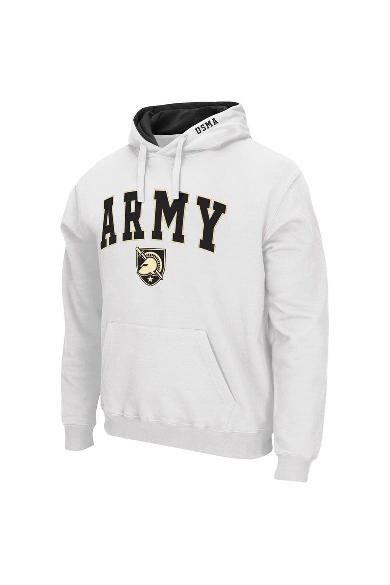 Men's Colosseum White Army Black Knights Arch & Logo 3.0 Pullover Hoodie, Alternate, color, White