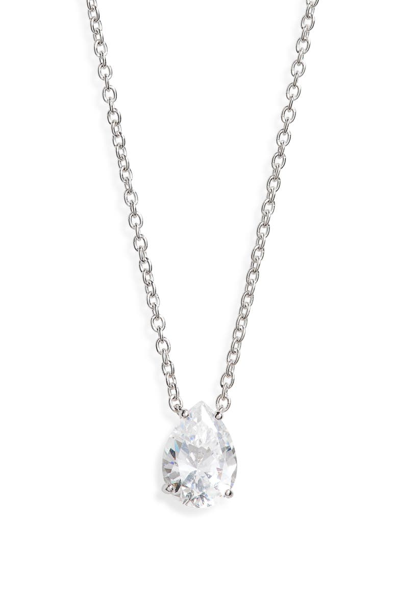Modern Love Cubic Zirconia Pendant Necklace, Alternate, color, RHODIUM