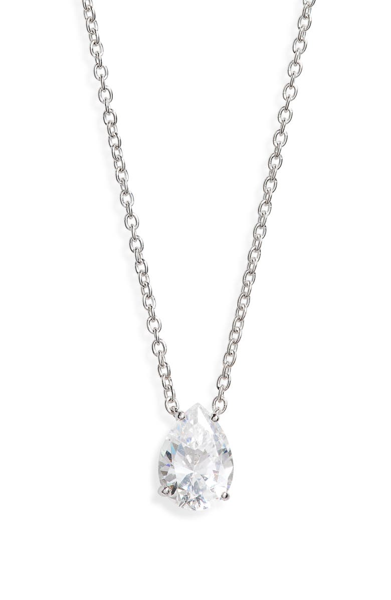 Nadri Modern Love Cubic Zirconia Pendant Necklace, Alternate, color, Rhodium