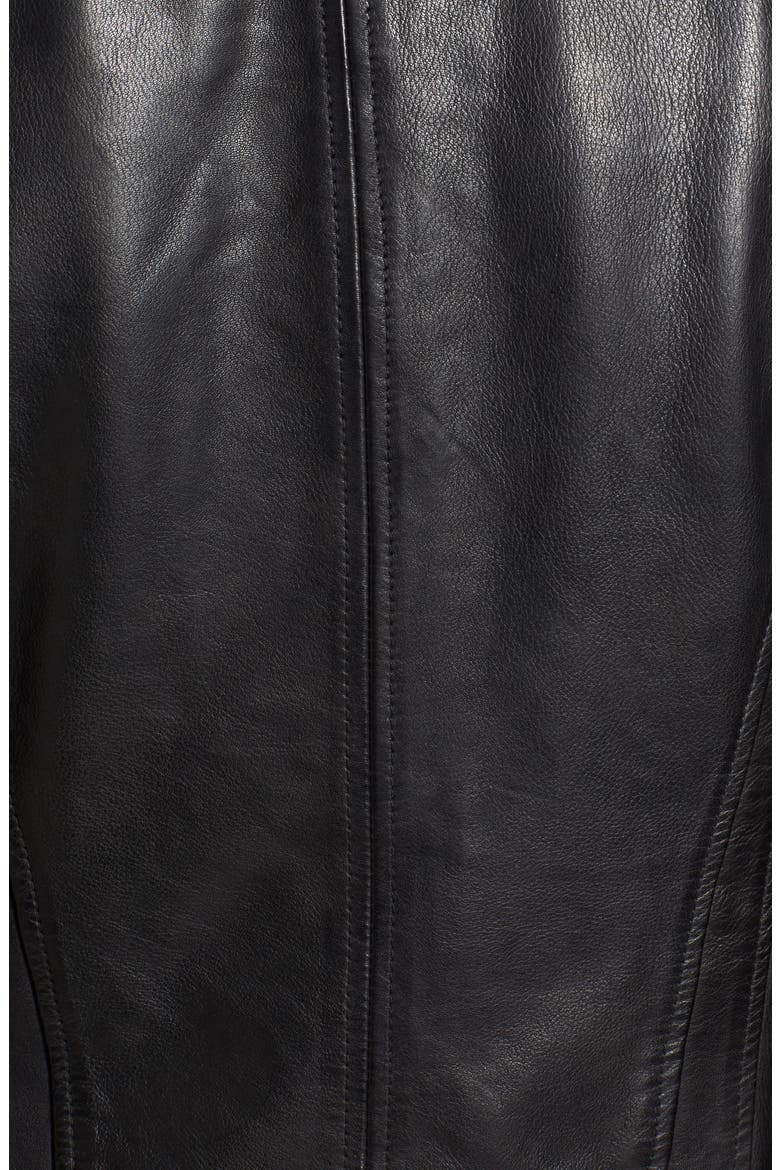 Zip Front Leather Biker Jacket, Alternate, color, BLACK