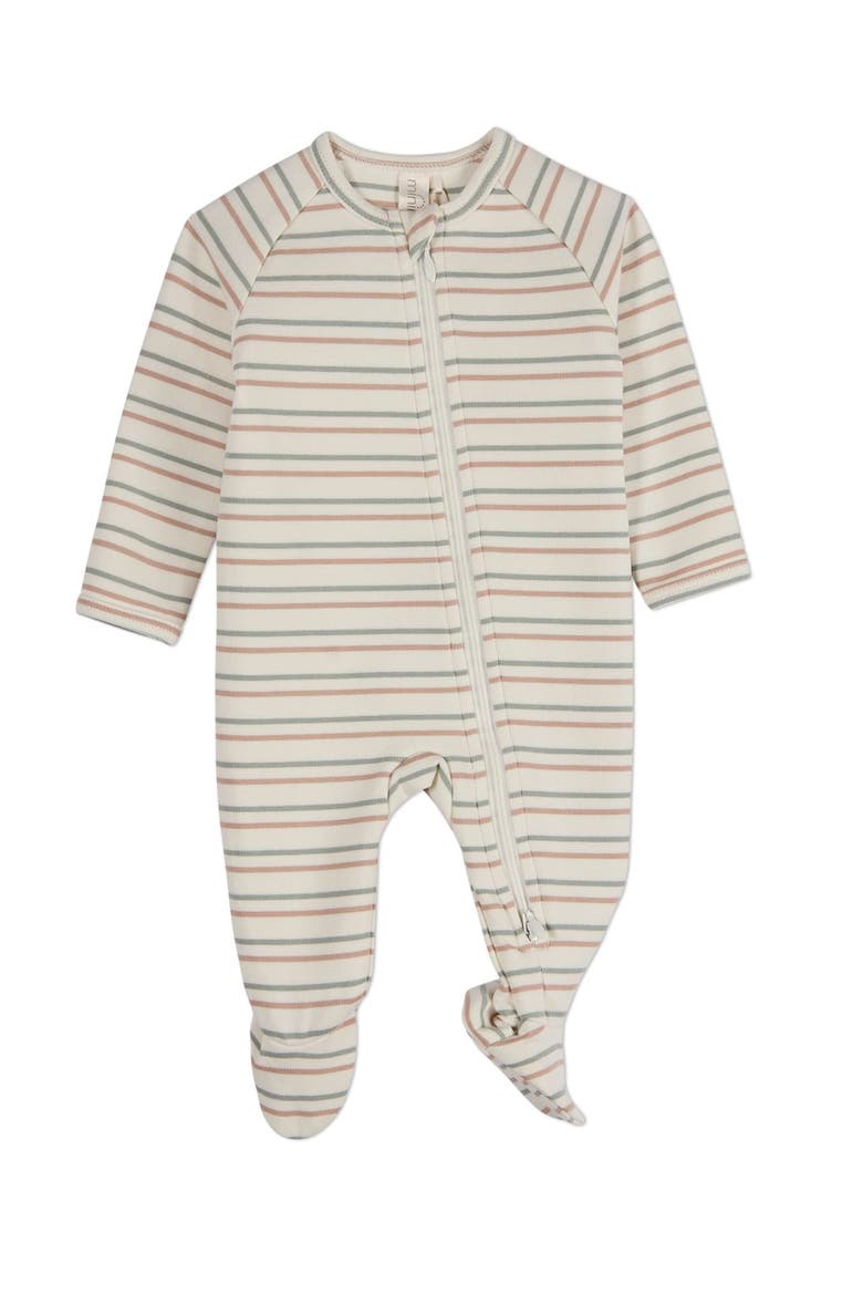 Cotton Rich 2 Way Zipper Footie, Main, color, Sage Green