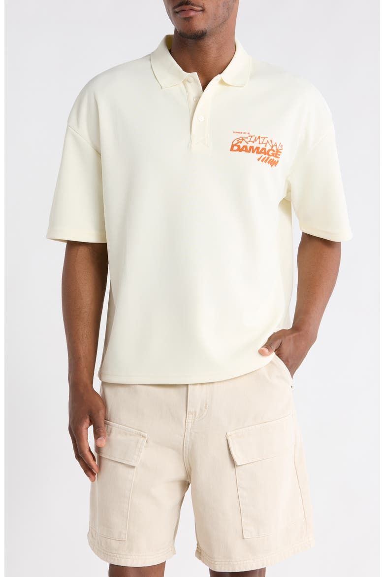 Invitation Only Graphic Polo, Main, color, OFF-WHITE/ ORANGE