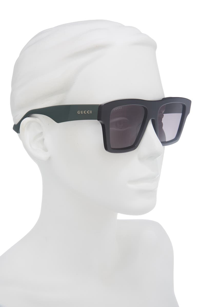 Gucci Core 55mm Square Sunglasses, Alternate, color, Black Green Grey