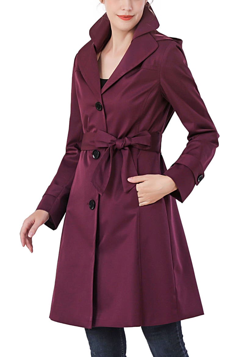 Adel Hooded Trench Coat, Alternate, color, Grape Wine