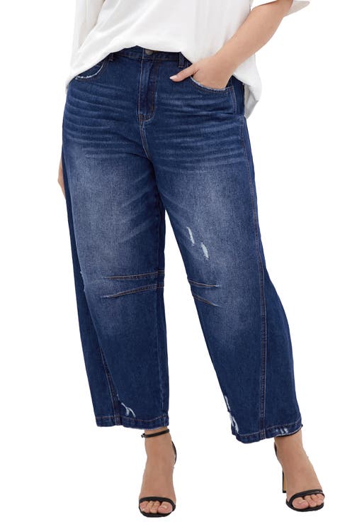 Harley Bea High Waist Distressed Barrel Leg Jeans