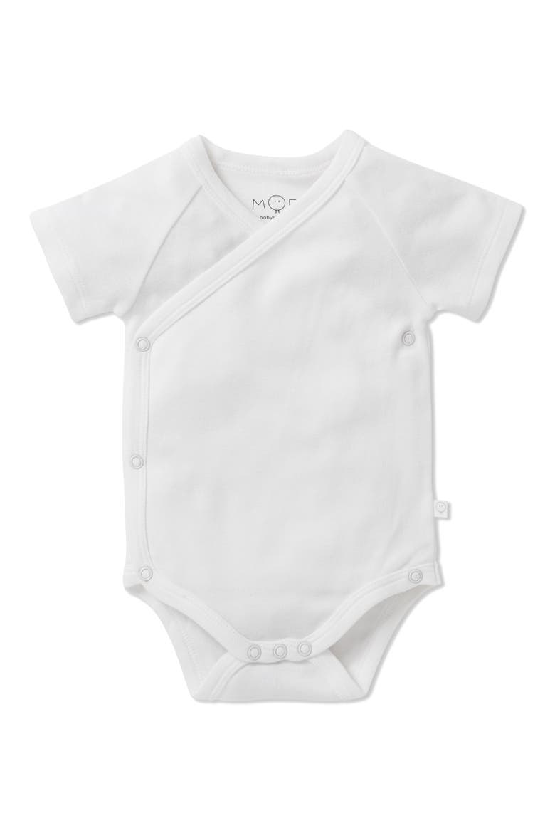 Short Sleeve Wrapover Bodysuit, Main, color, WHITE