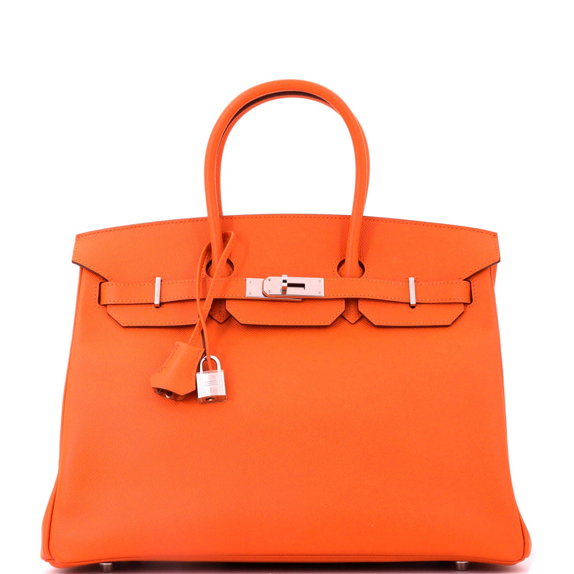 Pre-Owned Hermes Birkin Handbag Orange Epsom with Palladium Hardware 35, Main, color, Orange H