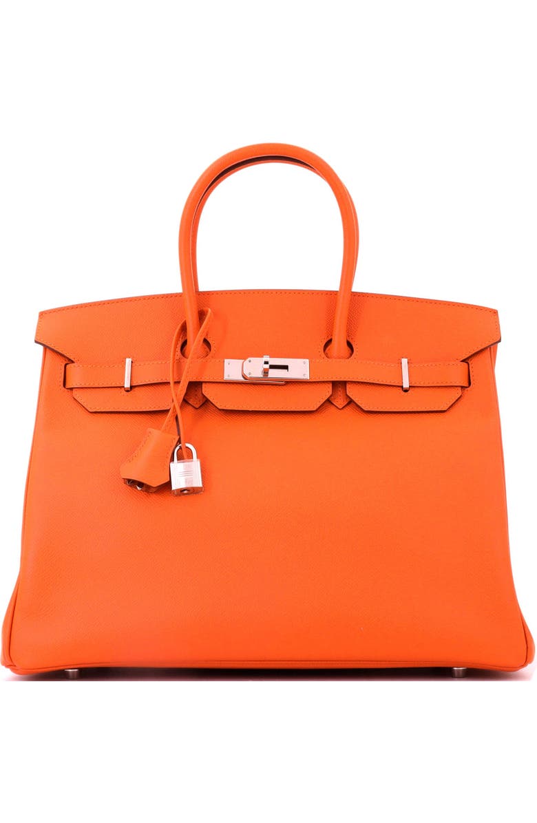 Pre-Owned Hermes Birkin Handbag Orange Epsom with Palladium Hardware 35, Main, color, Orange H