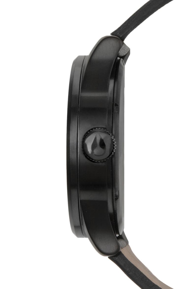 The Sentry Leather Strap Watch, 42mm, Alternate, color, ALL BLACK