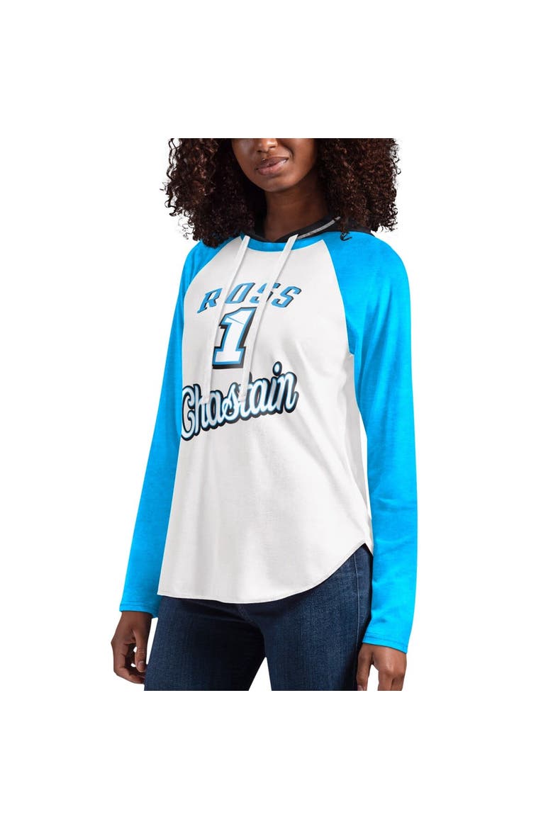 Women's G-III 4Her by Carl Banks White Ross Chastain MVP Raglan Hooded Long Sleeve T-Shirt, Alternate, color, White