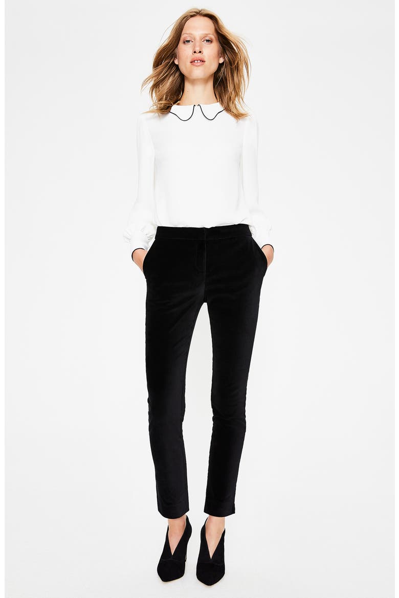 Slim Stretch Cotton Velvet Pants, Alternate, color, BLACK