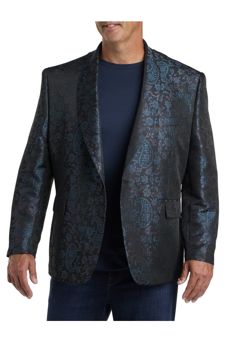 Big & Tall Floral Sport Coat, Main, color, BLACK