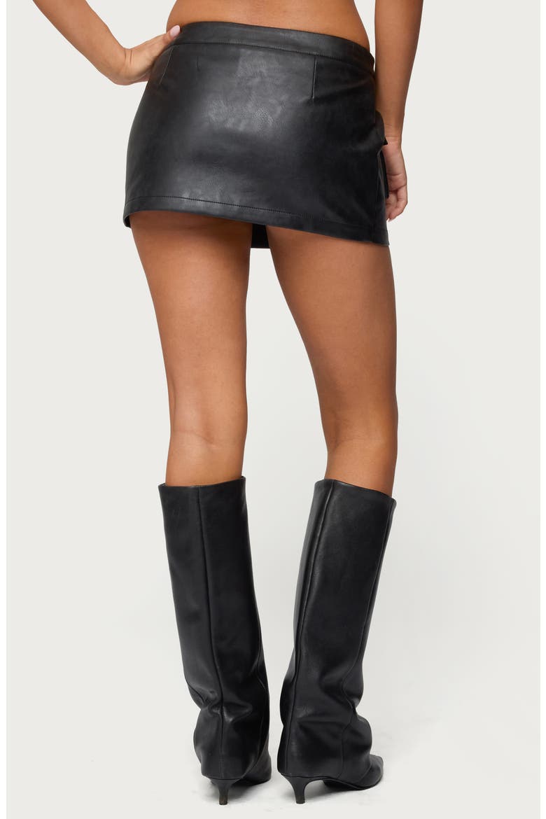Belted Low Rise Cargo Faux Leather Miniskort, Alternate, color, BLACK