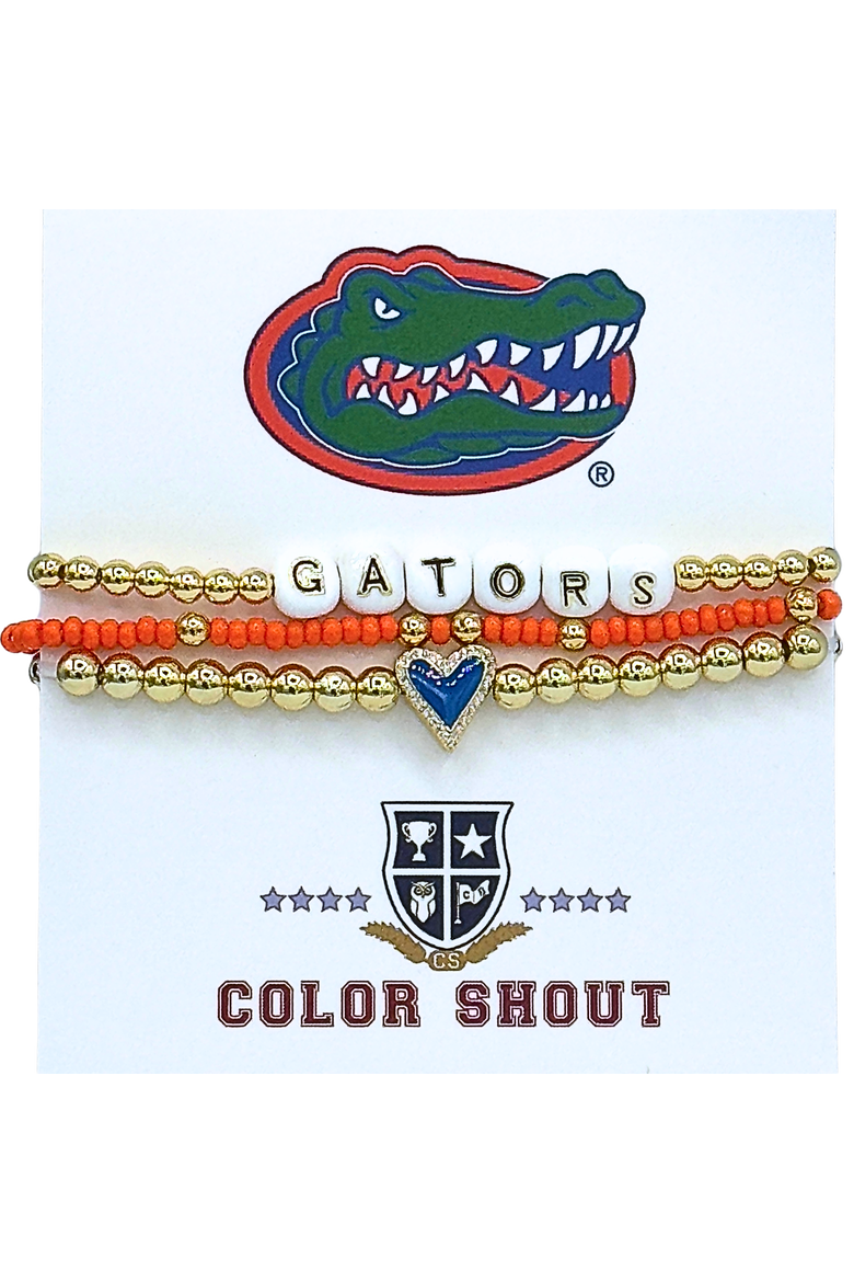 University of Florida Love My College Bracelet Stack, Main, color, Yellow Gold