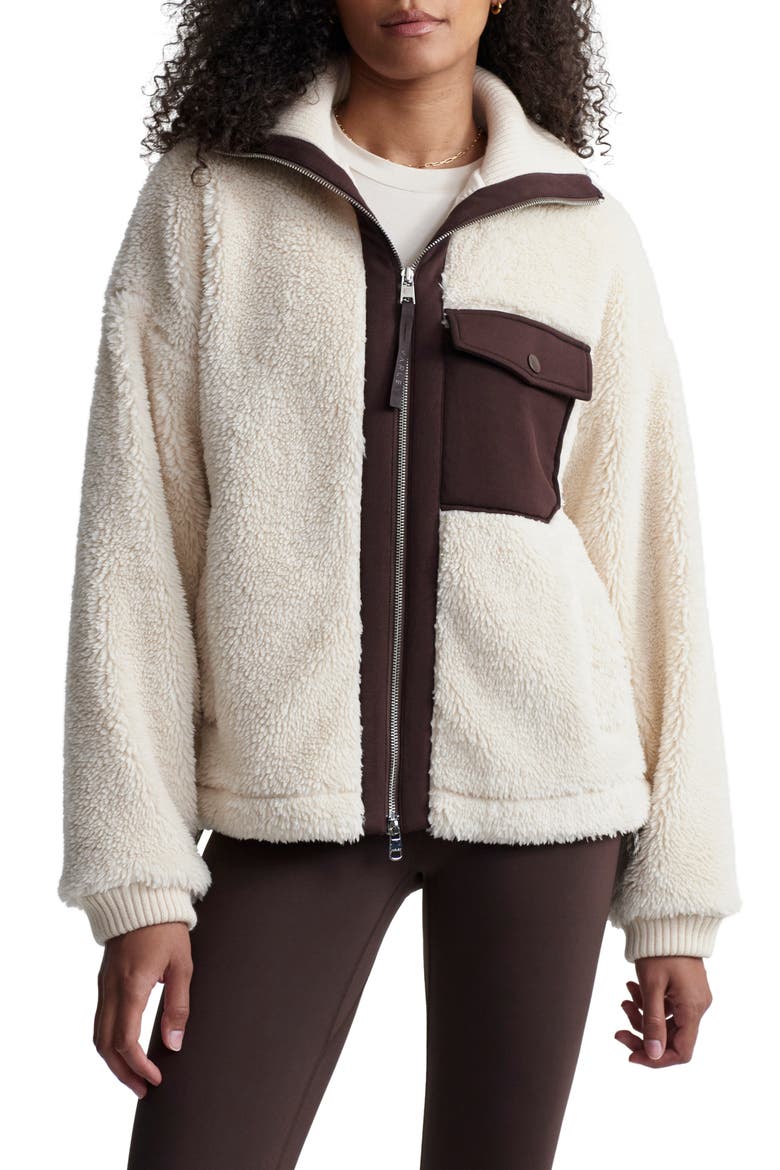 Lowell Faux Shearling Jacket, Main, color, SANDSHELL/ COFFEE BEAN