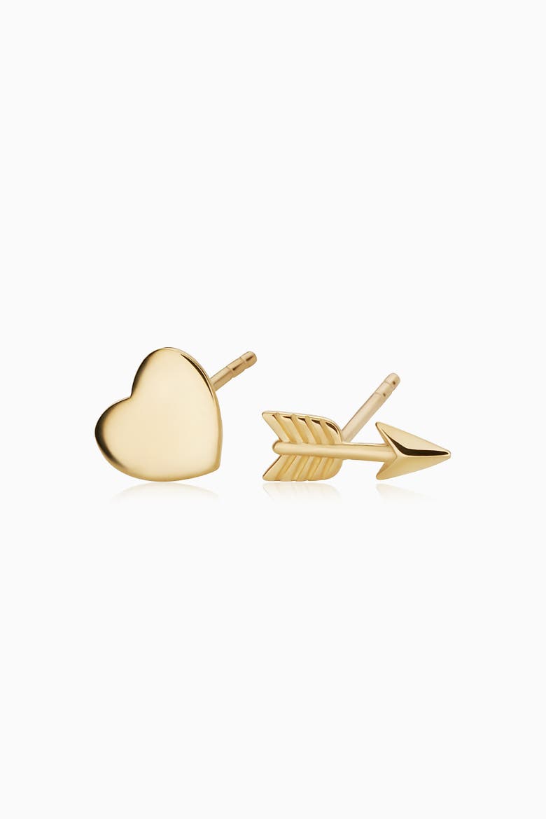 14K Yellow Gold Cupid Studs, Alternate, color, Yellow Gold