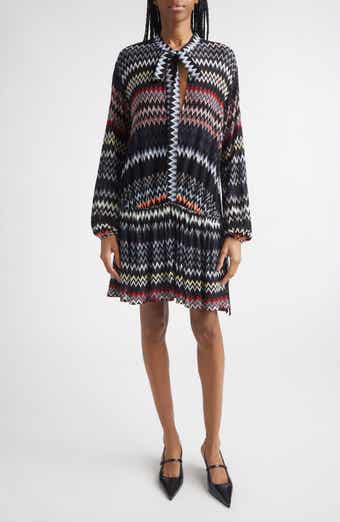 Long Sleeve Zigzag Knit Minidress