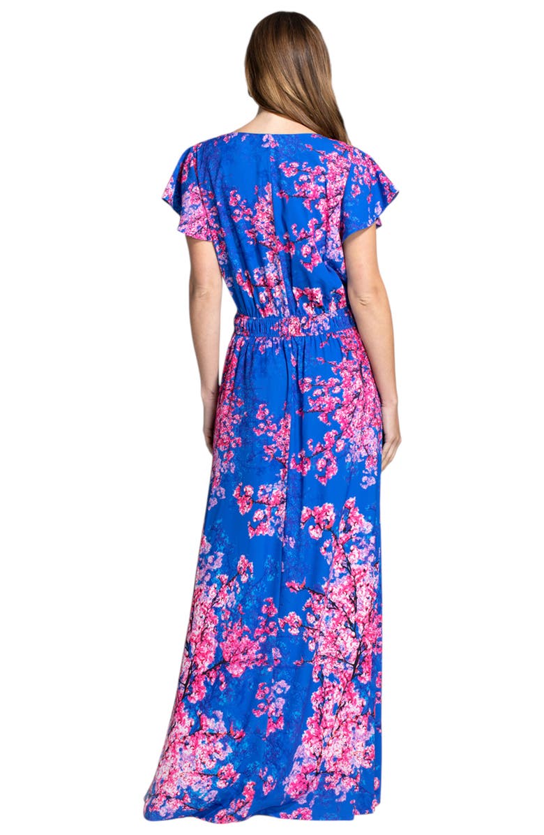 HotSquash London Clothing Chiffon Wrap Top Maxi Dress, Alternate, color, Cherry Blossom