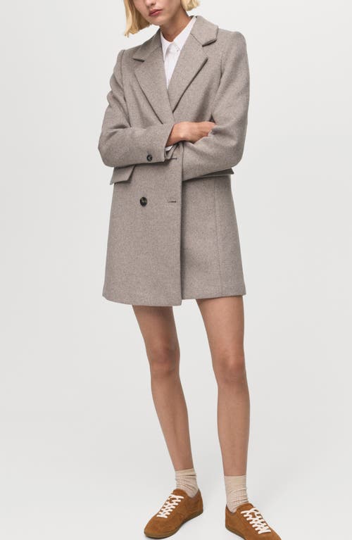 Mango Double-breasted Wool Coat In Brown