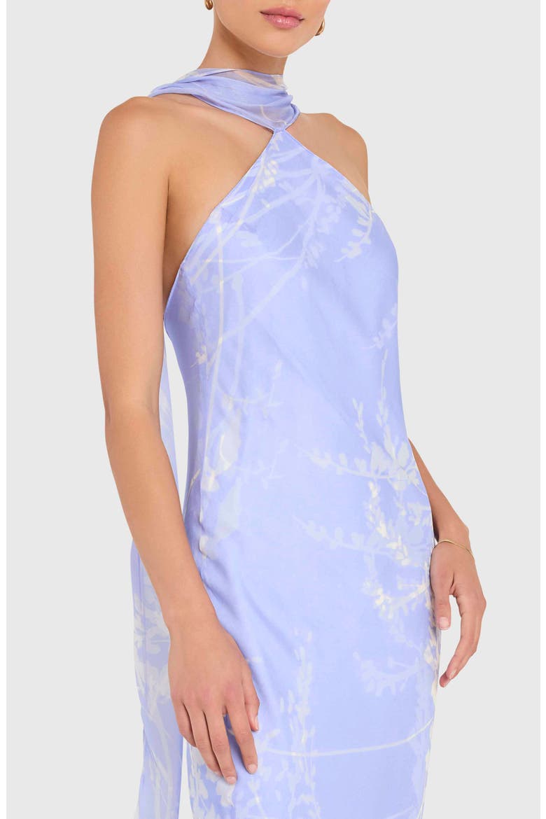 Ashton Halter Scarf Neck Column Gown, Alternate, color, ENGLISH LAVENDER