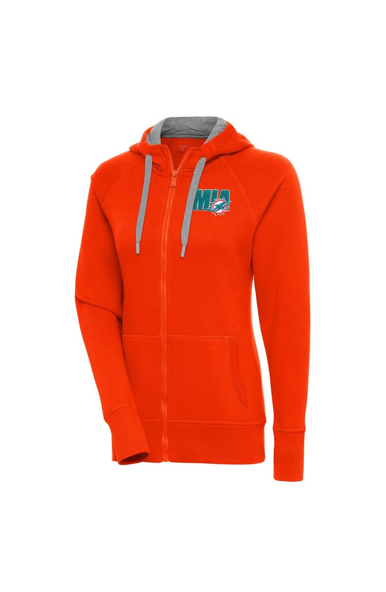 ANTIGUA Women's Antigua Orange Miami Dolphins Victory Full-Zip Hoodie, Main, color,
