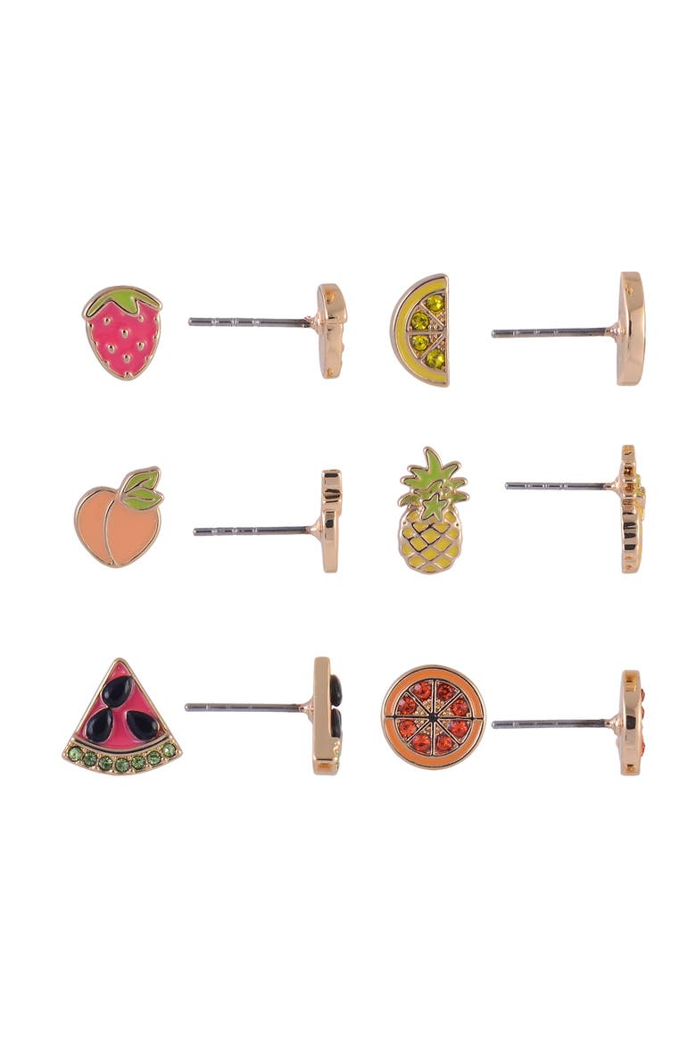 6 Pack Fruit Stud Earring Set, Alternate, color, Multicolored