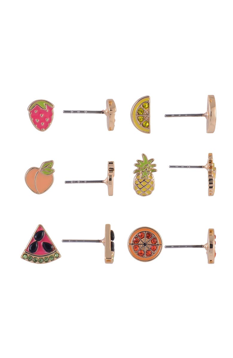 Hallmark 6 Pack Fruit Stud Earring Set, Alternate, color, Multicolored