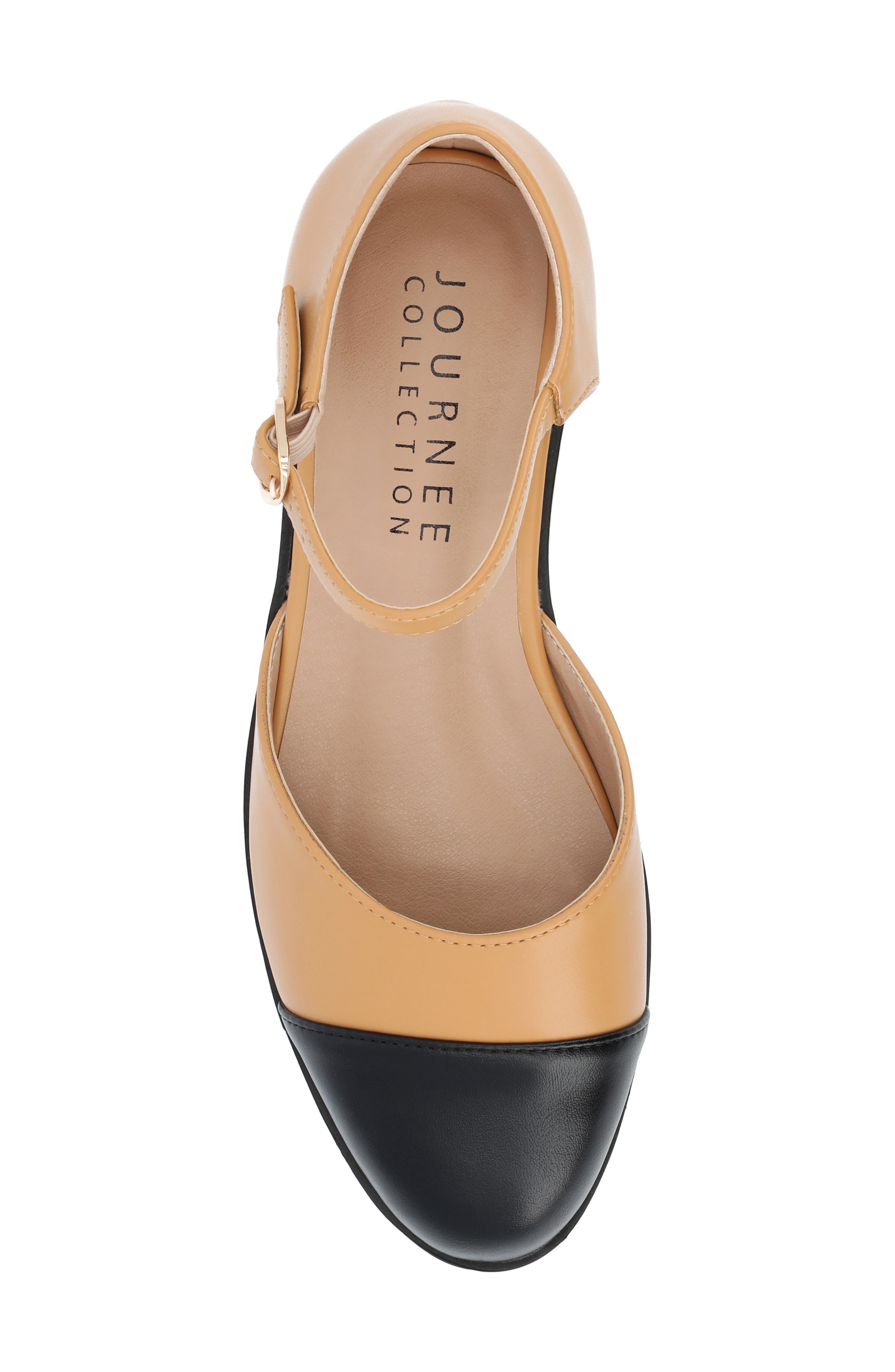Journee Collection Tesley Cap Toe Mary Jane Flat, Alternate, color, Tan