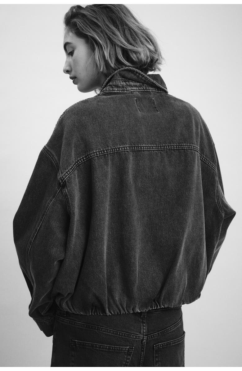 H&M Oversized Denim Jacket, Alternate, color, Dark Denim Gray