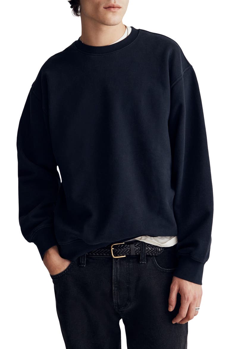 Brushed Terry Crewneck Sweatshirt, Main, color, TRUE BLACK