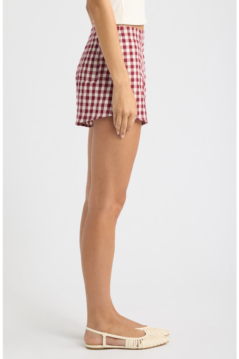 Landon Gingham High Rise Shorts, Alternate, color, BURGUNDY GINGHAM