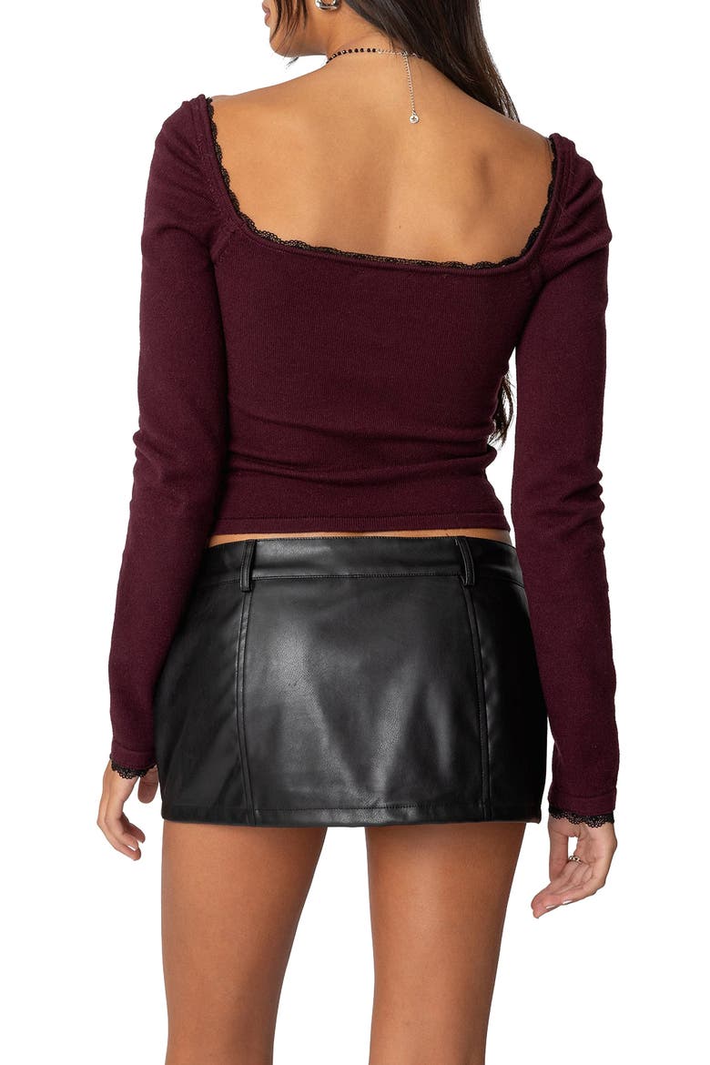 Ansley Cable Knit Crop Top, Alternate, color, BURGUNDY