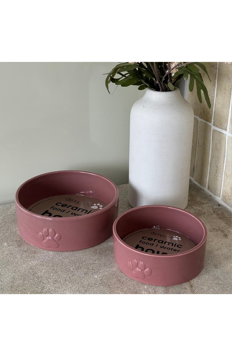 Dexypaws Ceramic Dog Bowl, 26 oz, Pet Feeding Dish, Alternate, color, Pink