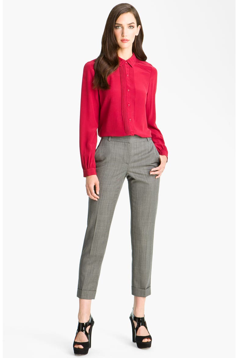 'Skyline' Pintuck Silk Blouse, Alternate, color, RED ROSEWOOD