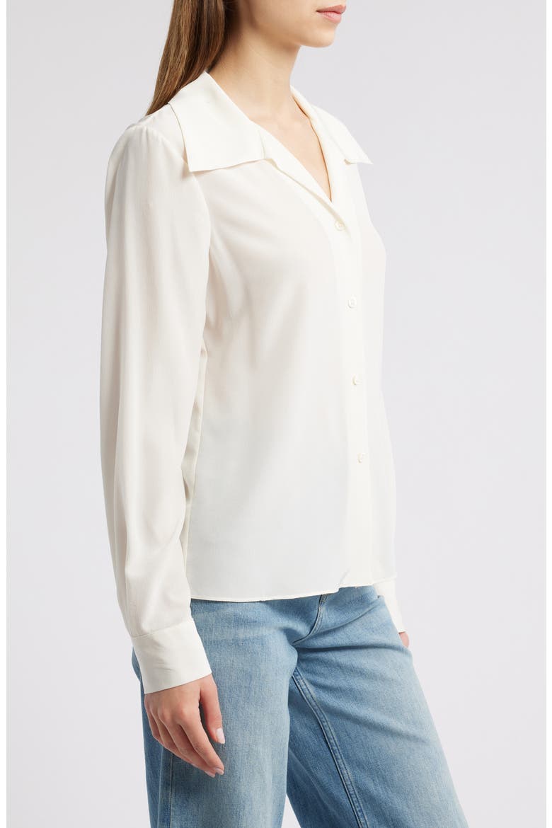The Moment Silk Button-Up Shirt, Alternate, color, CREAM