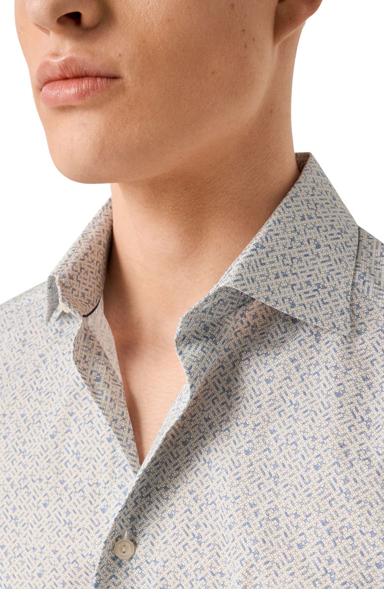 Eton Slim Fit Geometric Print Cotton Dress Shirt, Alternate, color, Light Blue