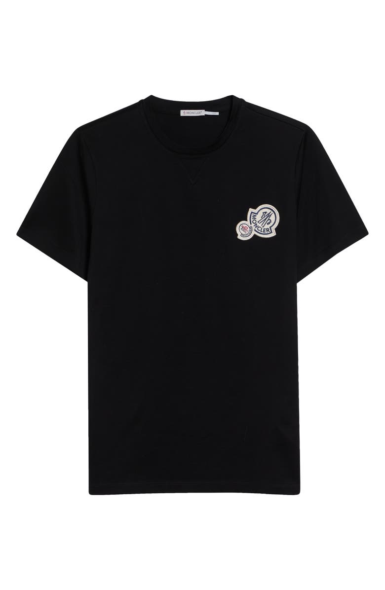 Moncler Logo Embroidered Cotton T-Shirt, Main, color, Black