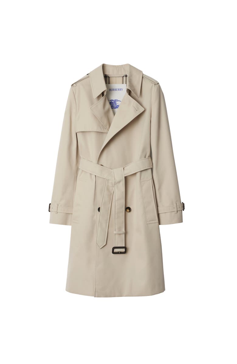 Burberry Mid-length Cotton Blend Trench Coat, Alternate, color, 