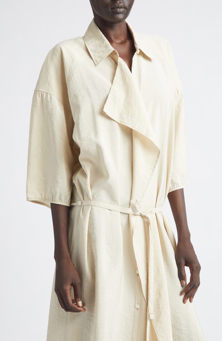Lemaire Asymmetric Silk Blend Shirtdress, Alternate, color, Oat Milk