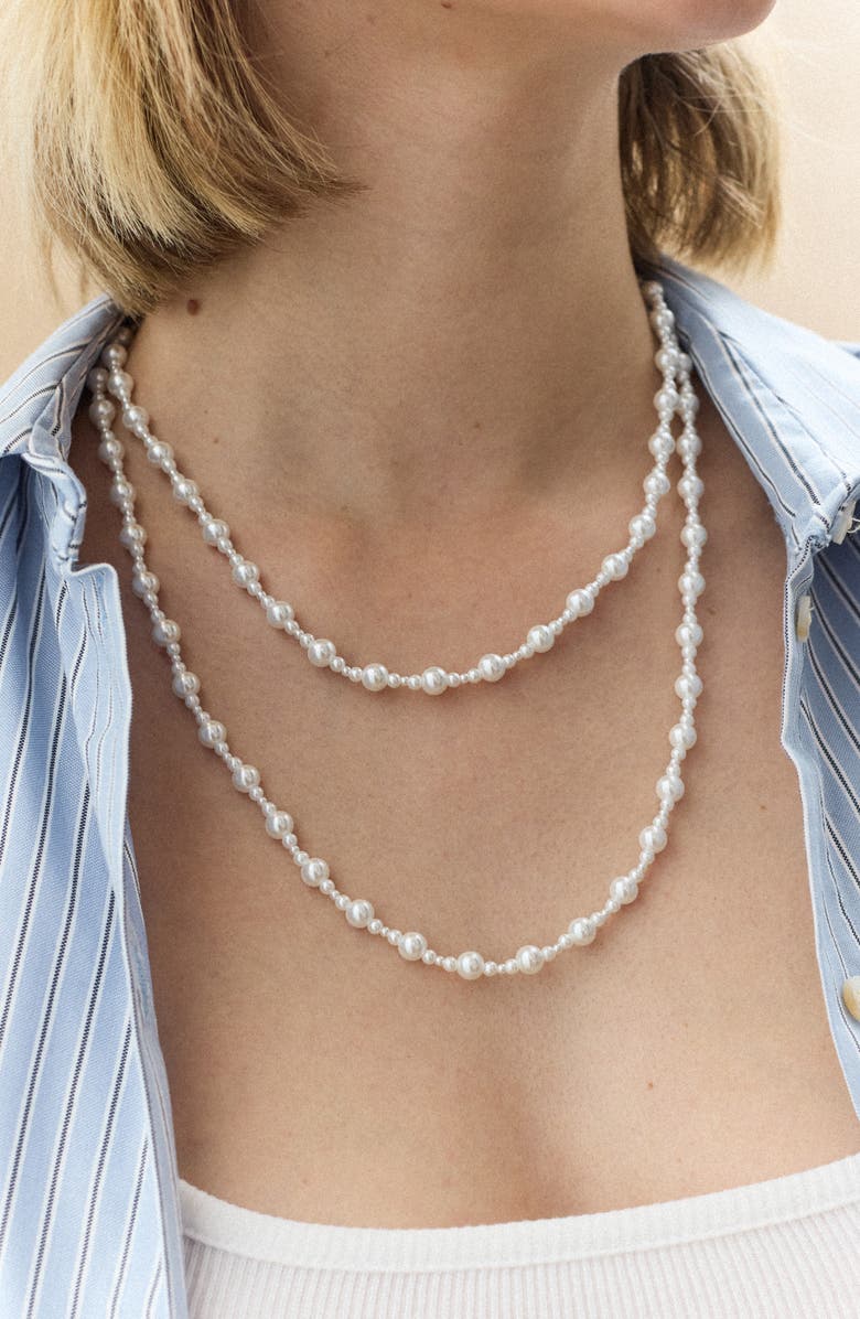 BaubleBar Kai Faux Pearl Long Necklace, Alternate, color, Gold