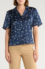 T Tahari Printed Camp Shirt