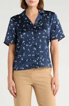 T Tahari Printed Camp Shirt