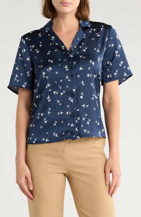 T Tahari Printed Camp Shirt