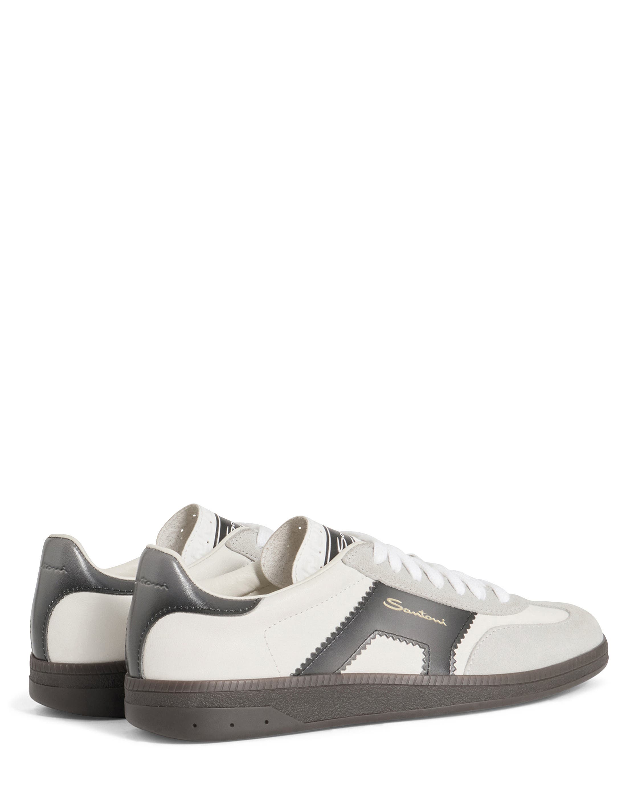 Santoni Leather and Suede DBS Oly Sneaker, Alternate, color, White