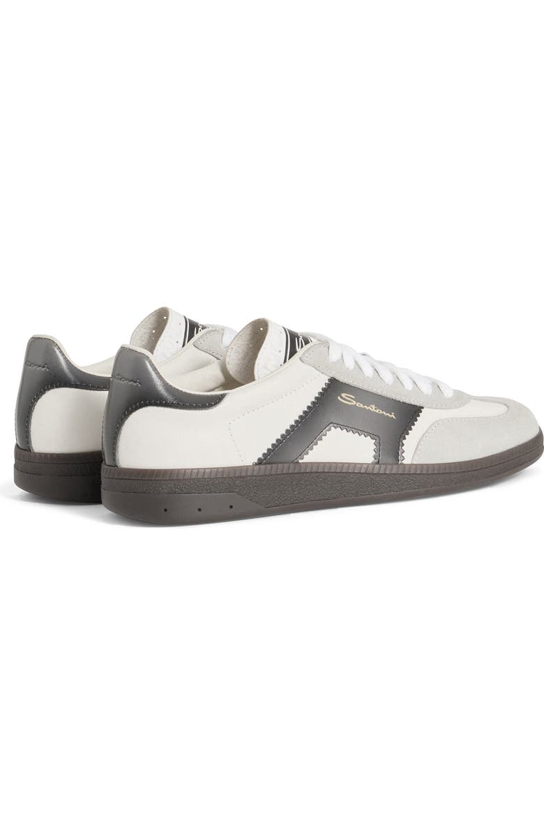 Santoni Leather and Suede DBS Oly Sneaker, Alternate, color, White