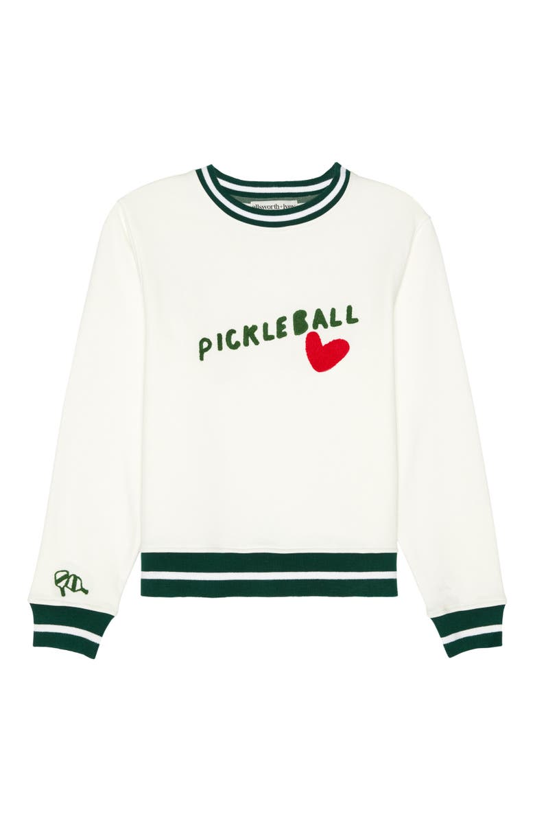 Ellsworth + Ivey Elle Women's Sweatshirt Pickleball Heart, Main, color, Ivory / Green