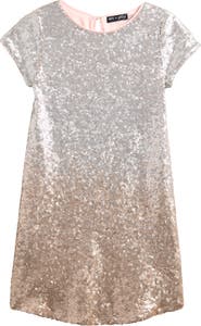 Ava & Yelly Kids' Ombré Sequin Shift Dress