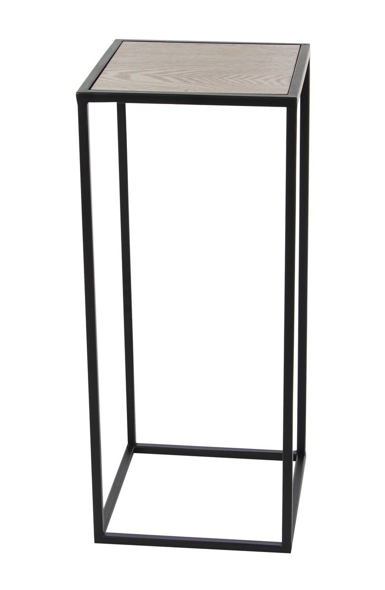 VIVIAN LUNE HOME Black Metal Contemporary Accent Table with Brown Wood Top - Set of 2, Alternate, color, 