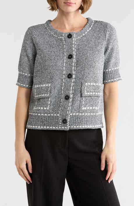 KAY UNGER SPORTSWEAR Short Sleeve Knit Cardigan